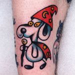 Dog tattoo by Jason Ochoa #JasonOchoa #lowerleg #snoopy #wizard #stars #moon #color #traditional #dogtattoos #dog #dogs #petportrait #animal #bff #pet #canine