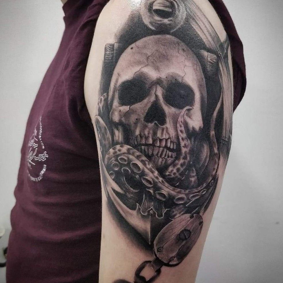 Temporary Tattoo Sleeve Realistic Transfer Sticker Kraken Pirate Skull  Clock Gun Arm Mens Womens Kids  Amazoncouk Beauty