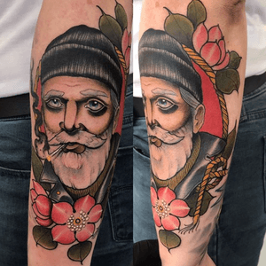 Fisherman #fisherman #neotraditional #colour #Leicester #flower #smoking #tattoo 