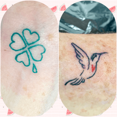 #smalltattoo #clovertattoo #hummingbird #tattooartist #femaletattooartist 