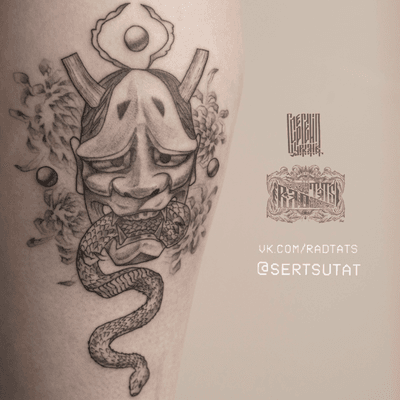 Finished. Законченая ханья для Дарьи🤘🔥 #hanya #moscow #blackandgrey #graphic #irezumi #hannyamask #tattooartistmoscow