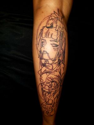 Just the outline. I love that I got to re create this great tattoo art!
