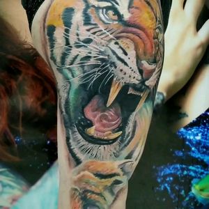 Curte uma tattoo animal? #tiger #tattoorealistic #tattootiger #Tattoodo 