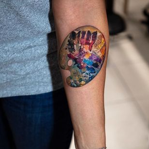 Artistic tattoo by Mikhail Andersson #MikhailAndersson #realism #realistic #palette #painting #underarm #arm #tattoosfor Artists #artistic tattoos #fineart #art #artistic #create #creative #unique