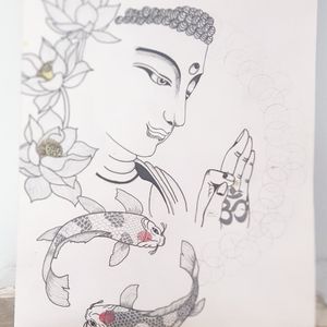 Tattoodesign 🤔#buddha #koifish #ohm #BTS🇧🇪