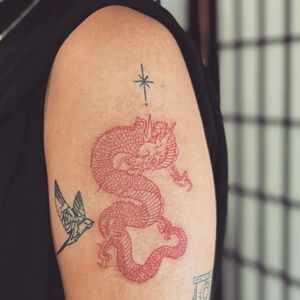 Red Chinese dragon by Kong#redtattoos #chinesedragon #dragon 