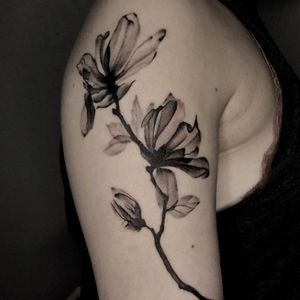 #Flower tattoo by Monikka#blackandgreytattoo 