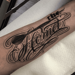 Dart with lettering #tattoo #inked # lettering #cursive #chicano #dart #blackandgrey #blackandwhite #berlintattoo
