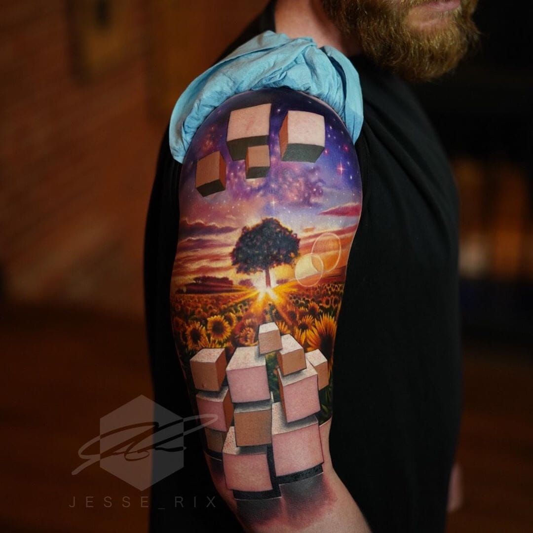 Starry sky and mountains tattoo  Tattoogridnet