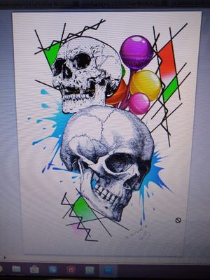 SKULLS & ABSTRACT BACKGROUND 