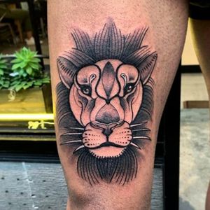 #Lion tattoo by Szabla#blackandgreytattoo 