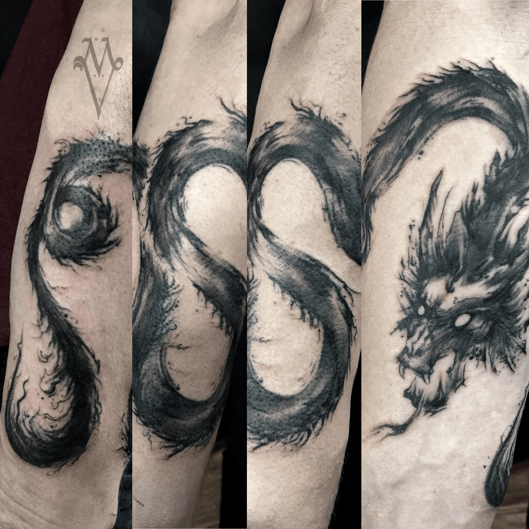 Tattoo uploaded by Marvoy  Dragon bracelet dry ink chinese ink   Tattoodo