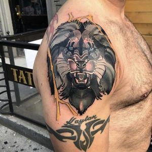 Black #lion tattoo by Grant#blackamdgreytattoo 