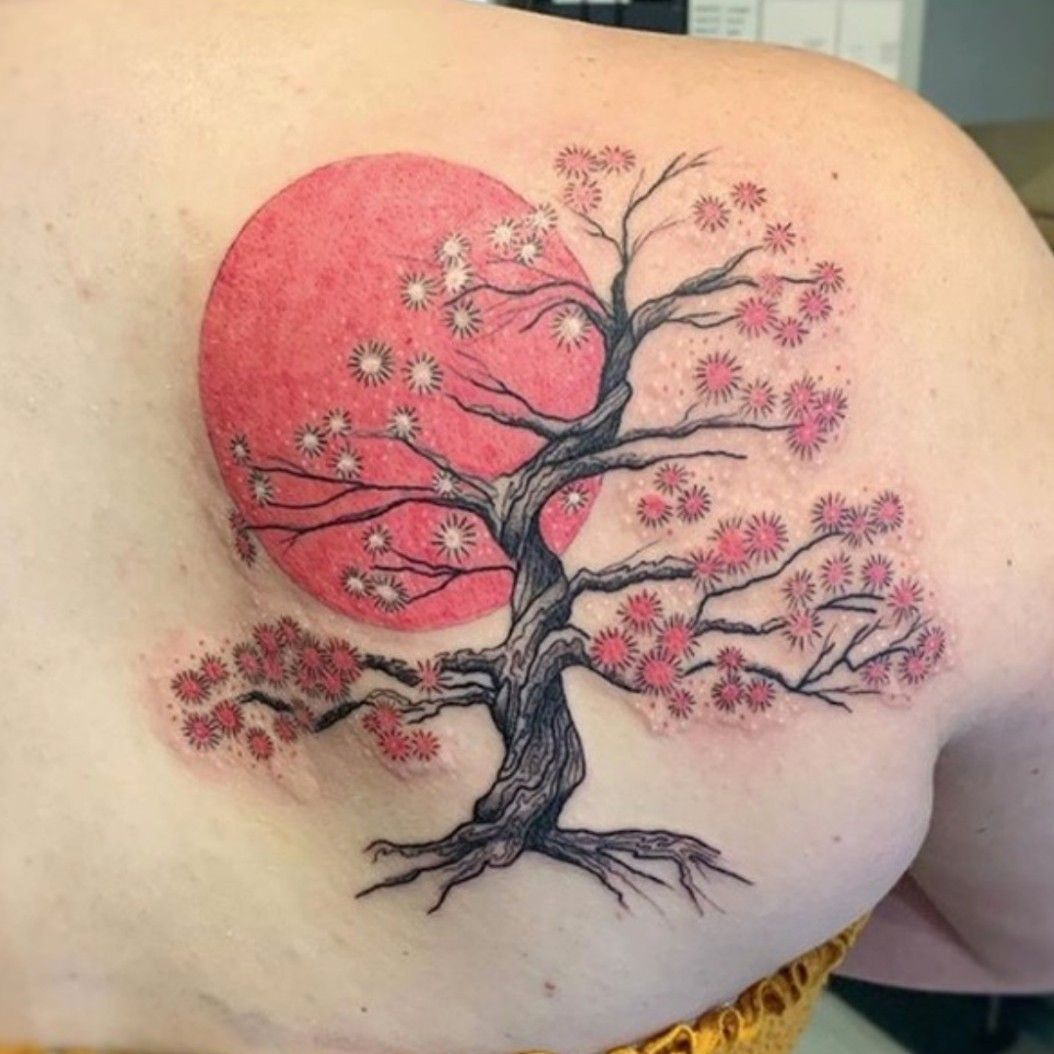 Red tree and clock  Cool tattoos Abstract tattoo Abstract tattoo designs