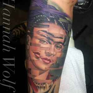 frida kahlo color portrait - Tattoo by Hannah Wolf #HannahWolf 
