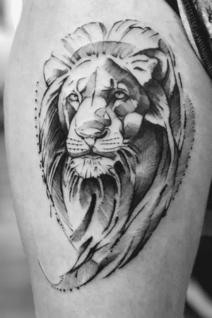 My first big Tattoo - a lion. Most favorite animal and my zodiac sign.