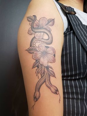 Snake and flower.