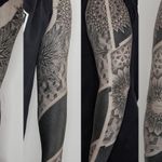 geometric blackwork sleeve - Tattoo by Hannah Wolf #HannahWolf 