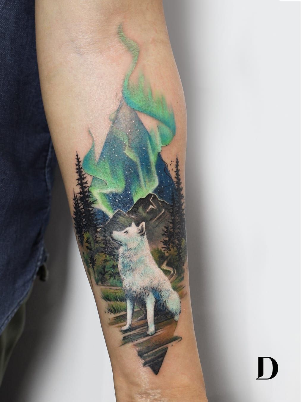 Wolf with scenery tattoo.............. - - Tattoo done by - Aruna khanna -  - Follow - @aruna_tattooist for more amazing tattoos - - Dm us… | Instagram