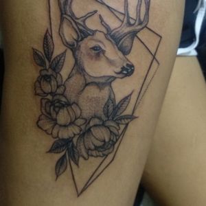 #deer geometic tattoo#