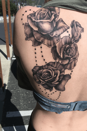 Roses done by Derek Rodriquez at Apothocary Tattoo in San Luis Obispo, CA. 2016