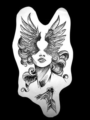#sketchstyle #sketchtattoo #womanportrait #wingstattoo #wings 