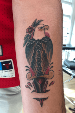 Traditional eagle done on the forearm 