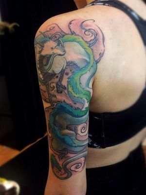 Обожаю работы Хаяо Миадзаки и был в восторге когда ко мне обратились с этой идей 😍 #tattoo #tatoo #art #anime #dragon #asian #inked #tattooedgirl #photo #artist #instagood #picoftheday #lovely #kiev #tattooartist 