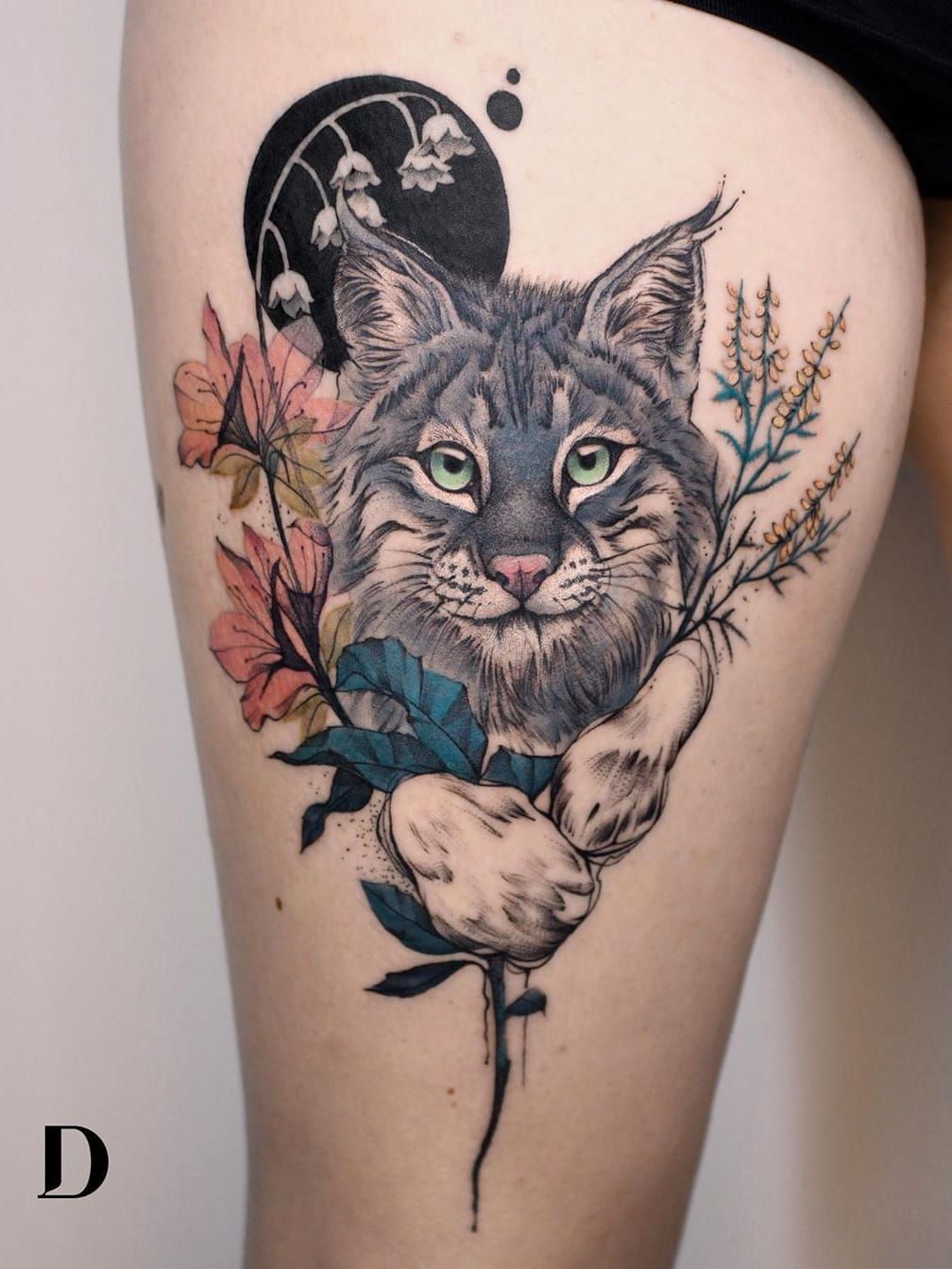 Flower Cat Tattoo Idea