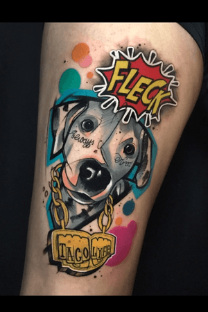 So much fun yesterday doing Fleck,a Dalmatian living in Alaska with a passion for tacoos🌮..thanks @lauratimson1 ...————-@hustlebutterdeluxe @killerinktattoo @kamiltattoos #tattoosketch#tattoo#colortattoo#abstractart#art#skinart_mag#totaltattoomagazine#d_world_of_ink#tattoosnob#tattooist#melbourne#where_they_tatt#londonart#tattooart#inkedmag#inkstagram#portrait#intenzink#artistsoninstagram#artsy#tattooing#tattoodo#ink#tattooart#txttoo#txttooing#killerink#tattooartistsmagazine#artistsoninstagram#intenzepride#melbourneart