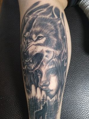 #wolf and girl tattoo#