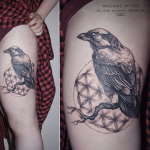 #tattoo #crowtattoo #raventattoo #birdtattoo #graphictattoo #dotwork #ksennie_tattoo 