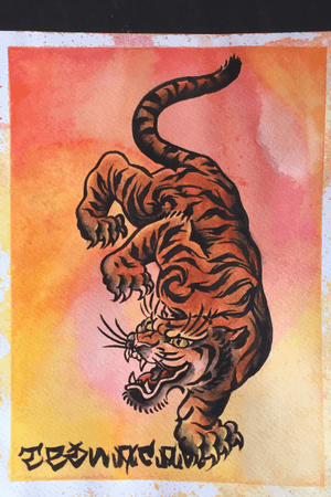 Tiger. Asian inspired design. Colorful . 