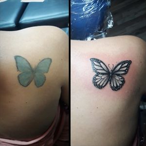 FIX UP BUTTERFLYVORHER UND NACHHER #butterflytattoo #butterfly #fixup #tattooartist #tattooart #duisburg #ruhrpott #ruhrpotttattoo #duisburgtattoo 