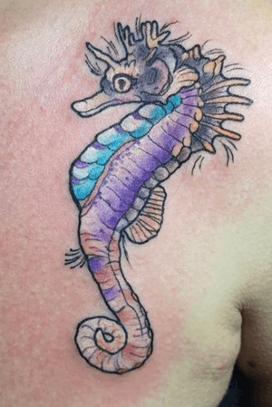 Neo trad seahorse by @sarah_anne_moore