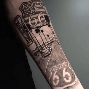 Super cool Route 66 piece by @hobotattoo