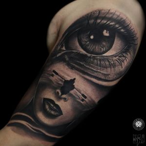 Today's tattoo #eye #boat #woman #lips #skin #water #tattoo #ink #inked #tattooist #i #tattooartist #art #photo #blackandgray #contrast #face #dark #realism #rafalbaj #blackandgray #graywash #forearmtattoo #color #poland #katowice #dabrowagornicza #rockandrolltattoo