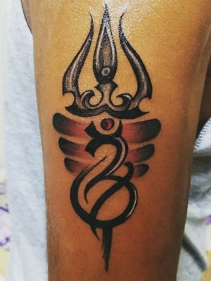 Shiva abstract tattoo Combination of Om trishul and a third eye