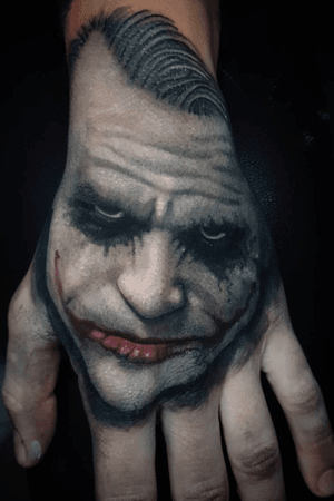 Tattoo Uploaded By Vintage Inx Heath Ledger As The Joker On The Hand By Hobotattoo Tattoodo