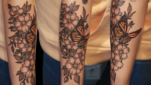 #butterfly #floral #flowers #linework #lineworktattoo #details #color #lines
