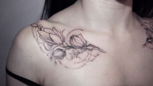 #tattoo #flowertattoo #floraltattoo #dotwork #whipshading #ksennie_tattoo 