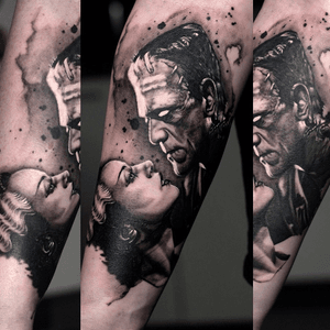 #tattoo #realism #frankenstein #blackandgrey #movie #horror #realistictattoo 