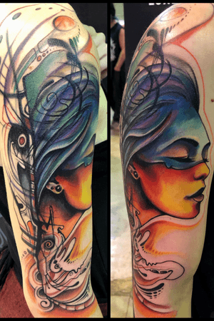 #tattoo #abstract #trash #lines #tattoodo #colortattoo #luxembourg #ink #girl 