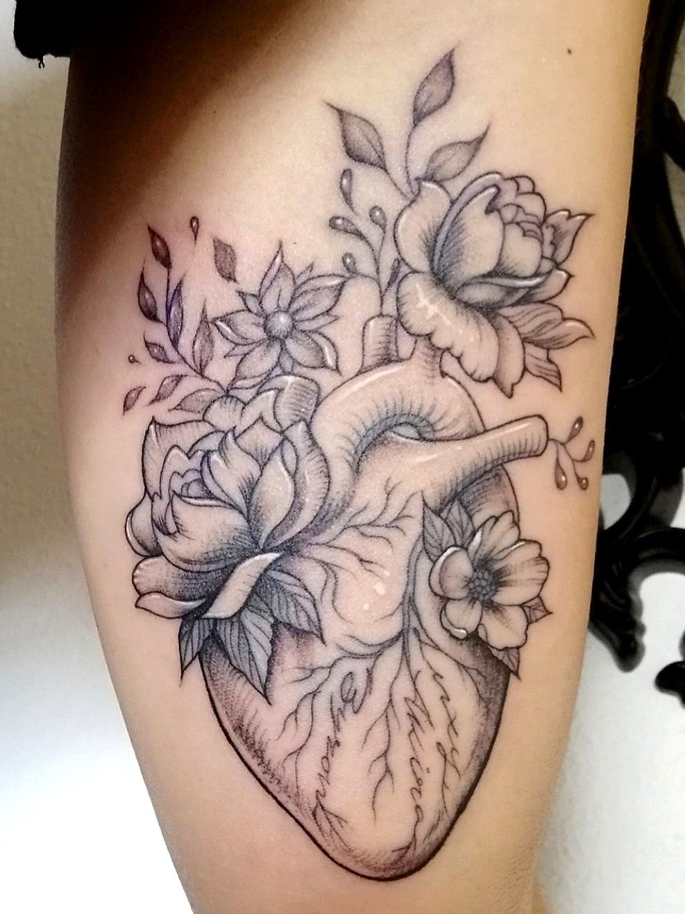 A tattoo with the inscription of Mom A heart and flower tattoo with a  flower Tattoo in the style of the American old school Raster flat tattoo  The Stock Photo  Alamy