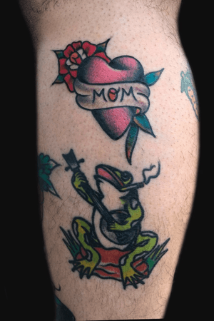 Fresh mom tattoo frog healed 3 years both tattoo put on by yours truly 