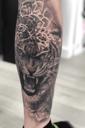 Geometric tiger, animal tattoos will never outdate.