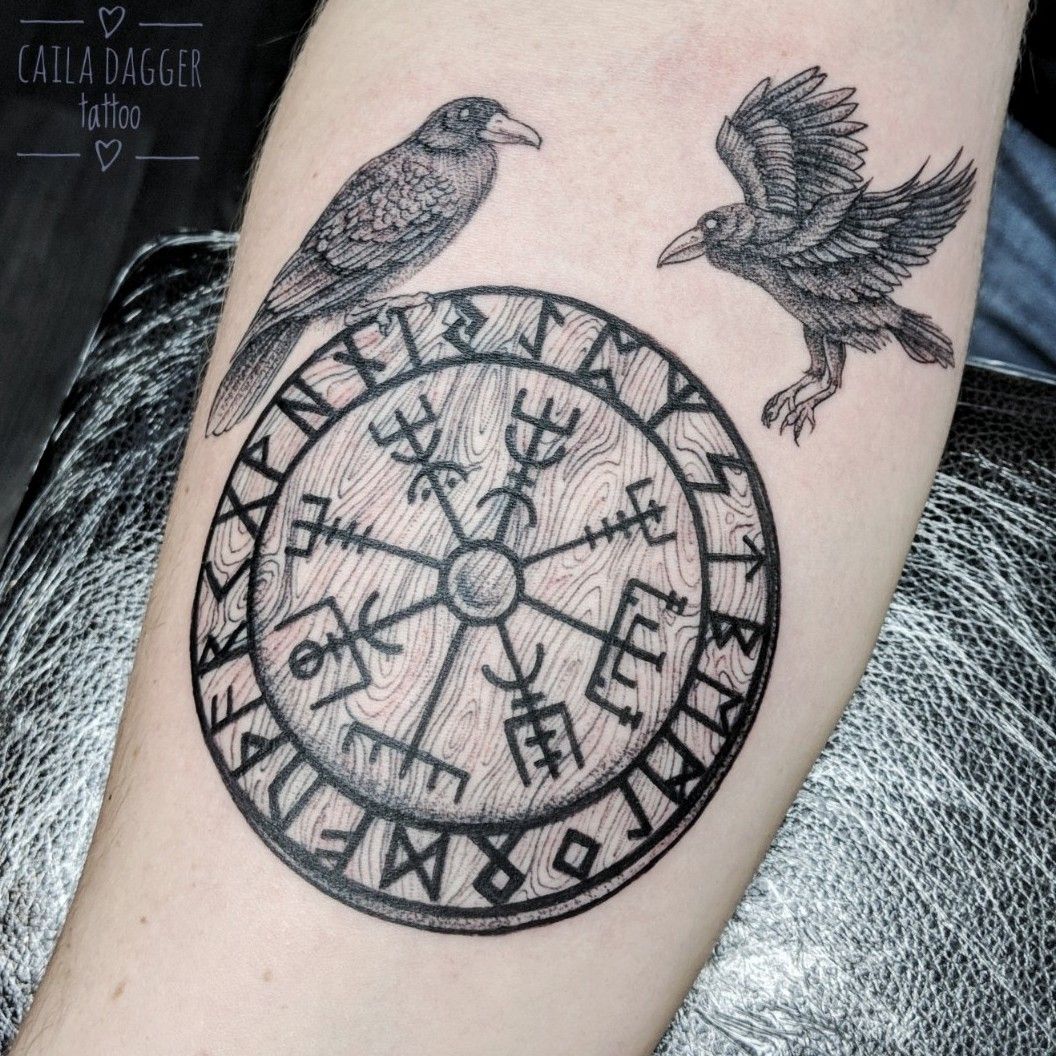 Tattoo  Design  Body Art  Huginn and Muninn the two ravens of Odin from  Norse mythology  the Valknut Custom work done in two sessions By Clébio  Fairplay Joseph I