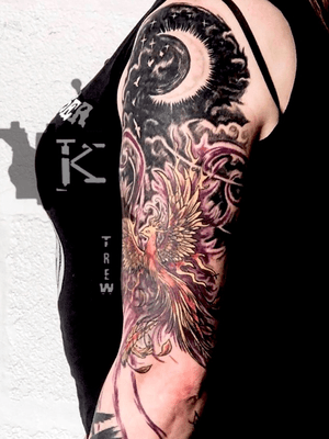 Phoenix by Kirstie Trew • KTREW Tattoo • Birmingham, UK 🇬🇧 #phoenix #halfsleeve #tattoo #birdtattoo #birminghamuk