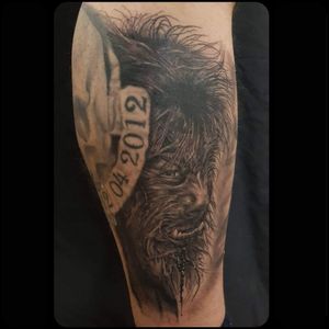 Healed Wolfman. I really loved making this one. #wolfmantattoo #werewolftattoo #wolfman #werewolf #horrortattoo #blackandgreyrealism #blackandgraytattoo 