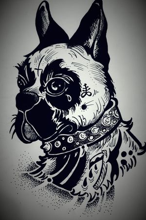 Black metal dog